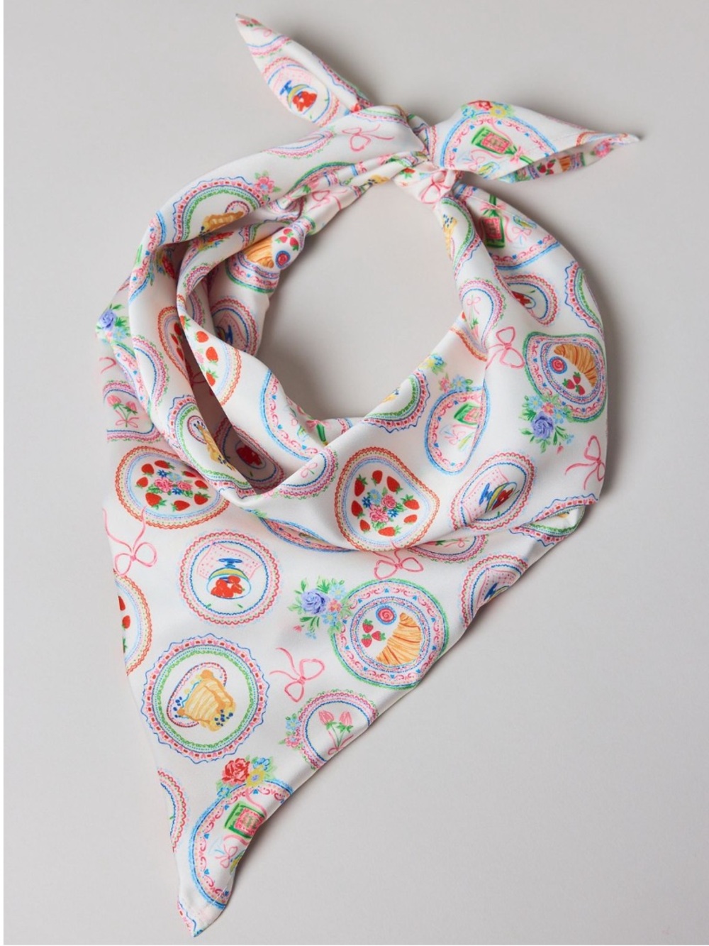 For Love & Lemons UO Exclusive Fruit Pattern Silky Scarf